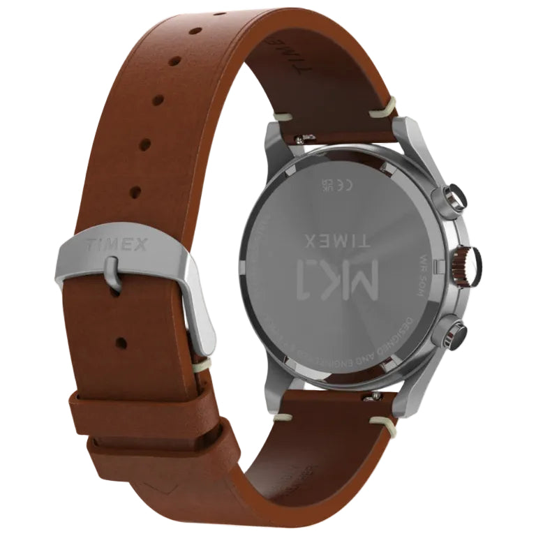 MK1 CHRONOGRAPH 40 MM LEATHER STRAP - SILVER / BLACK / TAN