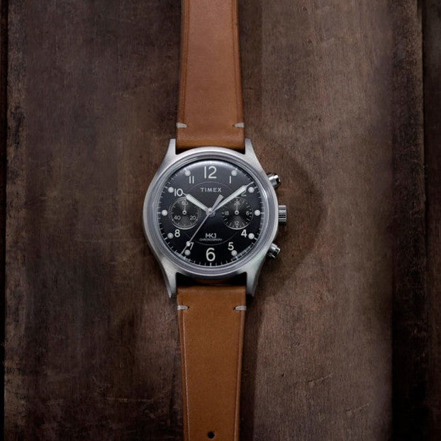 MK1 CHRONOGRAPH 40 MM LEATHER STRAP - SILVER / BLACK / TAN
