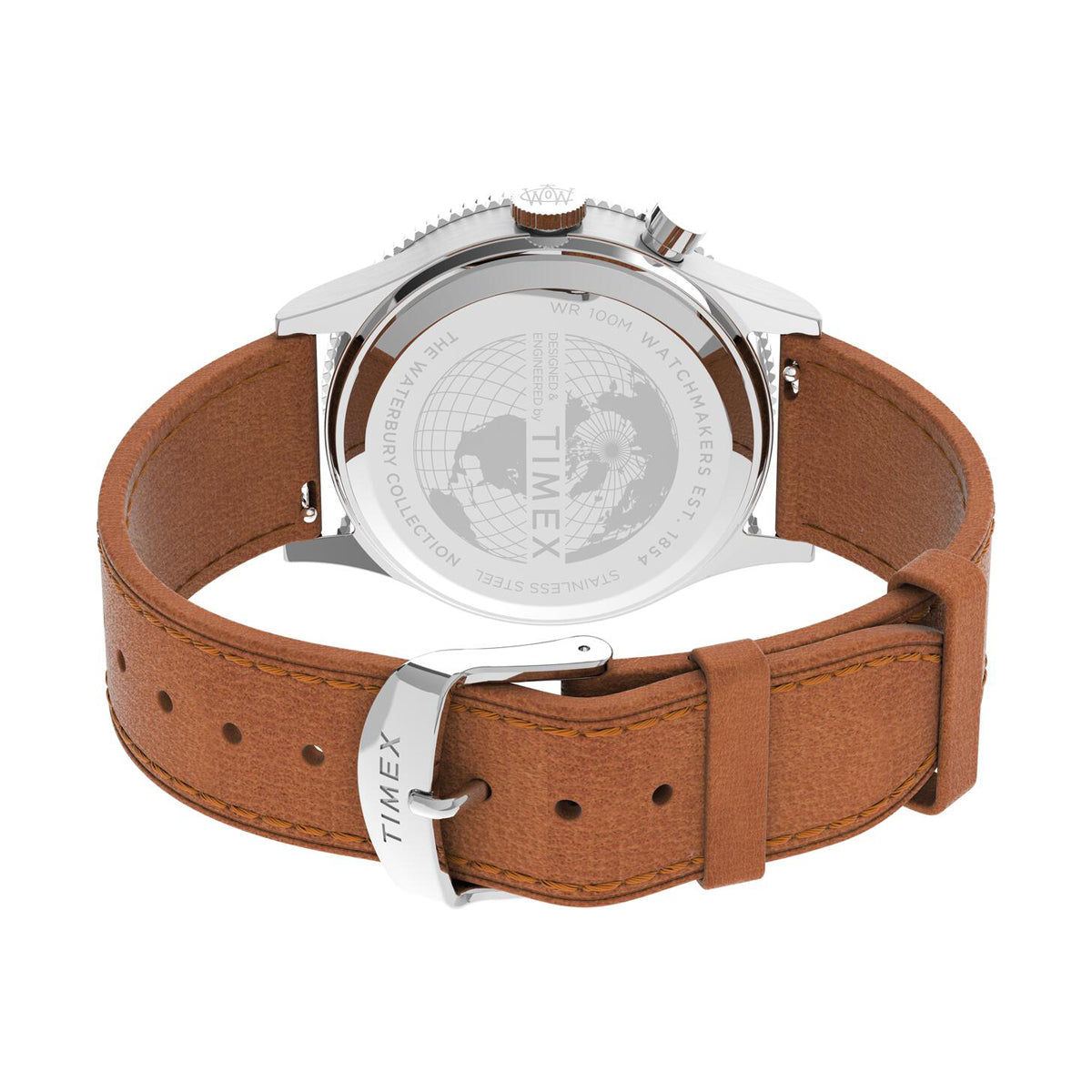 TIMEX WATERBURY TRADITIONAL GMT LEATHER - TAN / STAINLESS