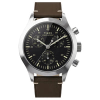 WEEKENDER NEW ENGLAND CHRONO LEATHER 40MM - SILVER / BLACK / BROWN