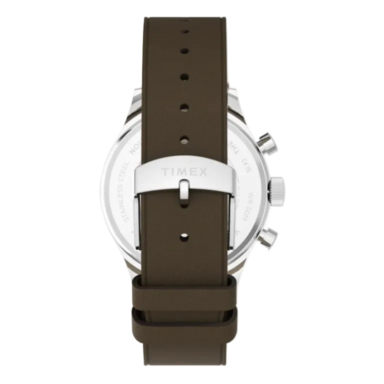 WEEKENDER NEW ENGLAND CHRONO LEATHER 40MM - SILVER / BLACK / BROWN