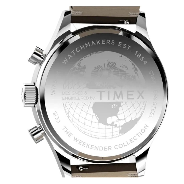 WEEKENDER NEW ENGLAND CHRONO LEATHER 40MM - SILVER / BLACK / BROWN