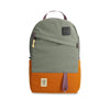 Green and orange backpack with a visible brand logo on a white background