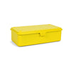 Yellow storage box with a lid on a white background