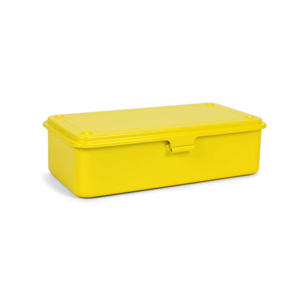 Yellow storage box with a lid on a white background
