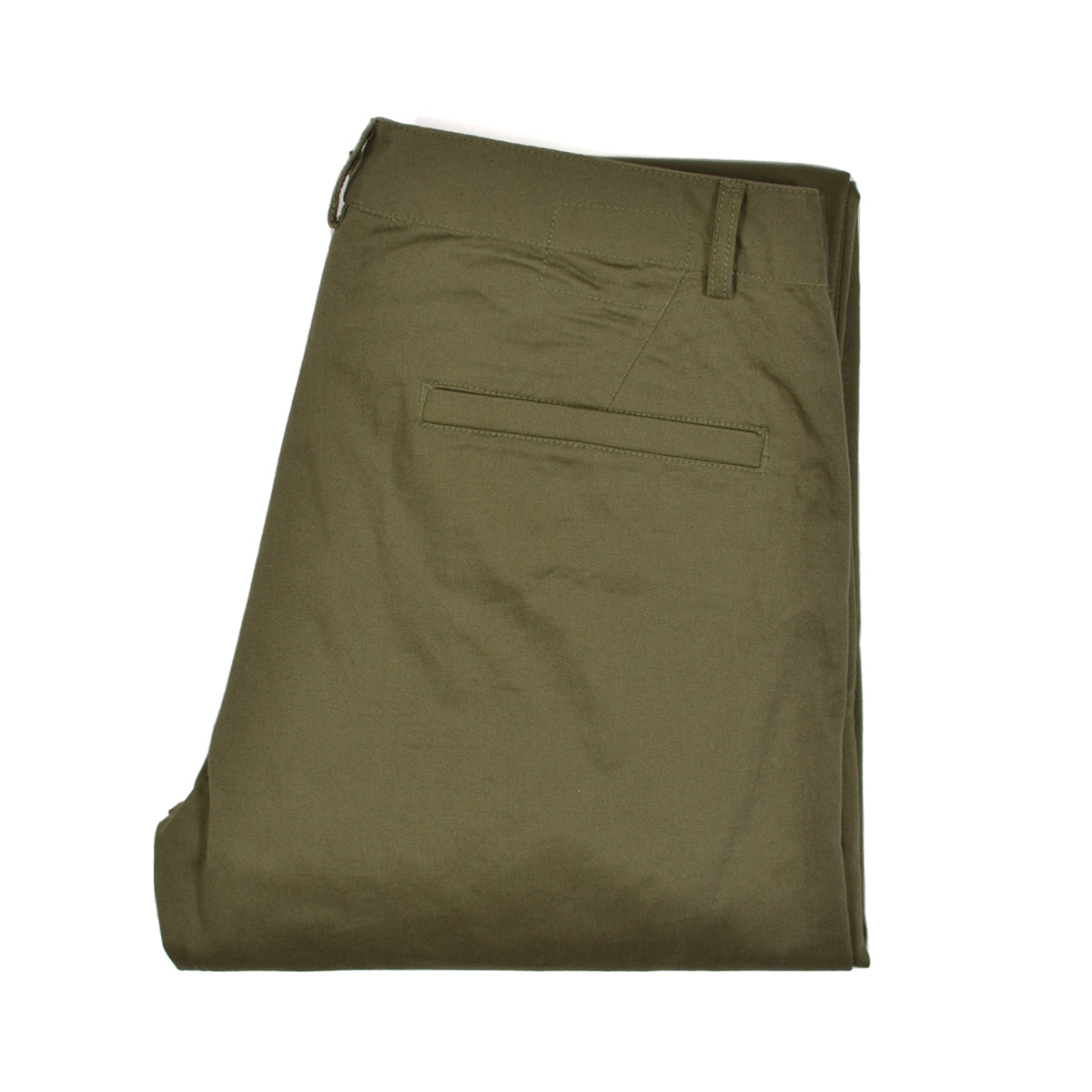 Olive pant folded on white background