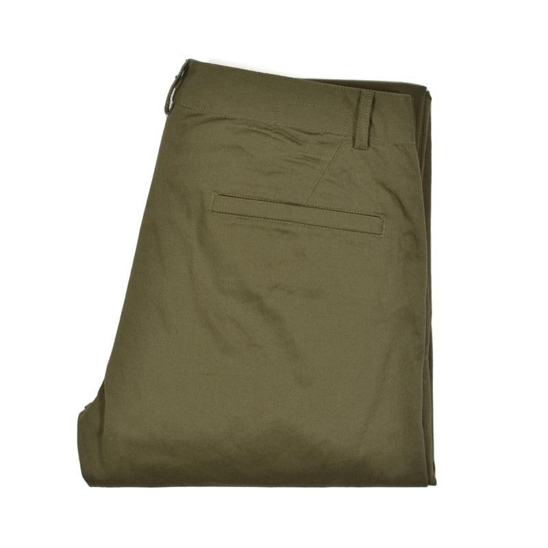 Olive pant folded on white background