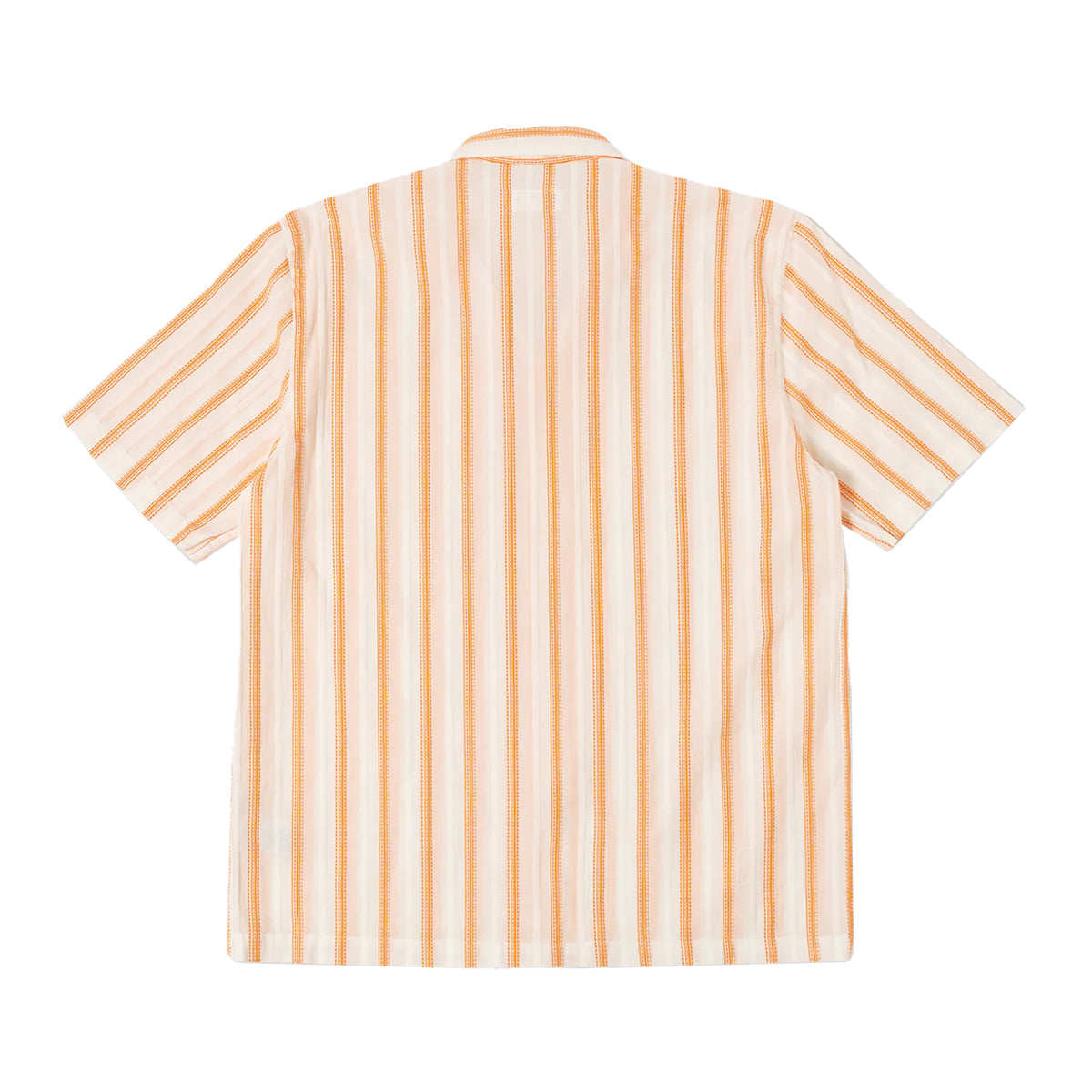 UNIVERSAL WORKS ROAD SHIRT FANS STRIPE COTTON - WHITE / ORANGE