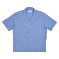 UNIVERSAL WORKS ROAD SHIRT SLUB LINEN MIX - BLUE