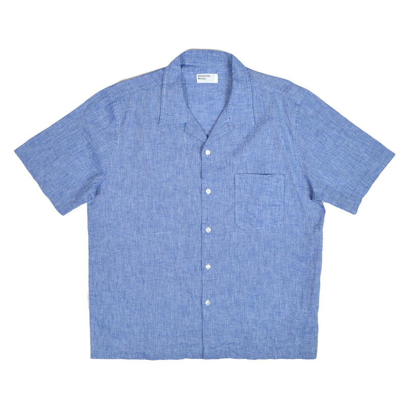 UNIVERSAL WORKS ROAD SHIRT SLUB LINEN MIX - BLUE