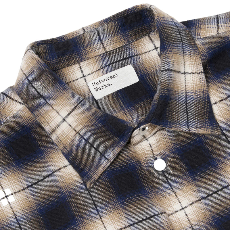 UNIVERSAL WORKS SQUARE POCKET SHIRT - WYOMING NAVY CHECK