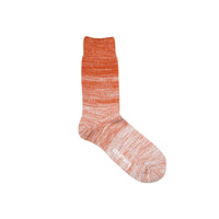 DRUTHERS NYC ORGANIC COTTON GRADIENT CREW SOCK - ORANGE & WHITE