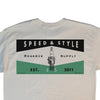 RESERVE SUPPLY COMPANY SPARK PLUG TEE - OFF WHITE & GREEN